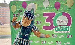 Sparty mascot at 30th anniversary event